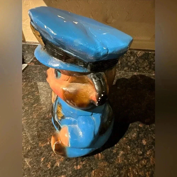 VINTAGE Ceramic Police Bear Coin Piggy Bank 60’s 70’s Collectible Nursery Decor - Picture 4 of 16